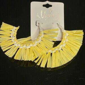 Yellow Raffia Earrings
